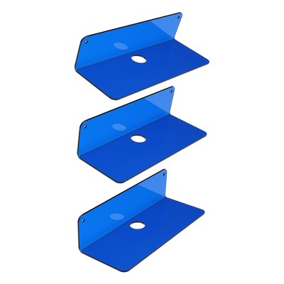 Unique Bargains Acrylic Floating Wall Display Shelves for Bathroom Living Room 3 Pcs