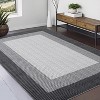 Machine Washable Runner Rug Modern Border Low Pile Non-Shedding Soft Gradient Faux Wool Print Entryway Bathroom - 2 of 4