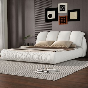 NicBex Queen Size Luxury Upholstered Platform Bed Frame with Oversized Padded Backrest,Solid Wood Slats,No Box Spring Needed,Easy Assembly - 1 of 4