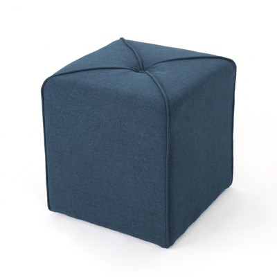 FONTOI Upholstered Ottoman, Square Foot Stool, Dressing Makeup Chair, End Table for Living Room Bedroom, Navy Blue, 16.5"*17"*16.5"