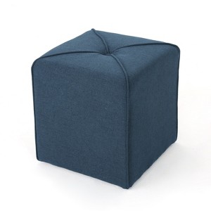 FONTOI Upholstered Ottoman, Square Foot Stool, Dressing Makeup Chair, End Table for Living Room Bedroom, Navy Blue, 16.5"*17"*16.5" - 1 of 4