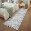 Washable Vintage Rug Distressed Floral Print Retro Accent Mat Non Slip Low Pile Carpet for Large Spaces Bedroom - 2 of 4
