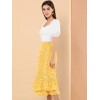 INSPIRE CHIC Women's Chiffon Elastic Waist Ruffle Tiered Flowy Midi Floral Printed Skirts - 4 of 4
