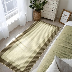 Area Rug, Home Decor Bordered Non-Slip Washable Modern Rug - Pearl Velvet Stain Resistant Carpet for Living Room Bedroom Dining Room Classroom Office - 1 of 4