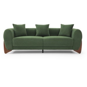Mid Century Modern Sofa with Lamb Wool Fabric, Upholstered Living Room Sofa with Waist Cushion, Reading Sofa for Bedroom Sunroom - 1 of 4