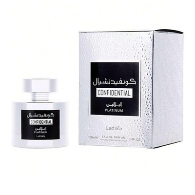 Lattafa Confidential Platinum By Lattafa Men   Eau De Parfum Spray 3.4 Oz