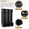 The Misty Moon Black Modern Large Storage Hall Tree with Bench and Multi-functional Storage Bench with 6 Gold Hooks and Legs - 2 of 4