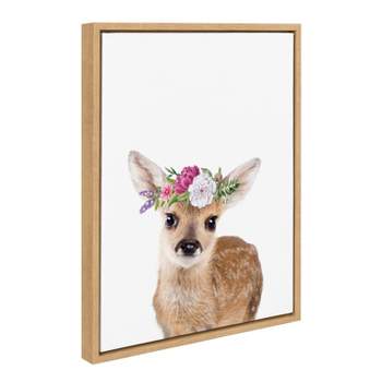 Kate & Laurel All Things Decor 18"x24" Sylvie Flower Crown Fawn Framed Wall Art by Amy Peterson Art Studio 