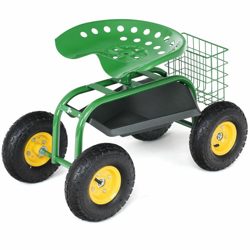 Costway Rolling Tray Gardening Planting with Work Seat Garden Cart, 1 of 7