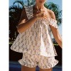 Imily Bela Women's Floral Print Pajama Short Set Ruffle Casual Two Piece Sleepwear Loungewear - 2 of 4