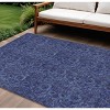 Navy Blue And Charcoal Floral Washable Indoor Outdoor Area Rug - 2 of 4