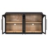 Luxystar 4-Door Sideboard Buffet Cabinet with Large Storage, Glass Doors and Adjustable Shelves for Dining and Living Room, Black - 3 of 4