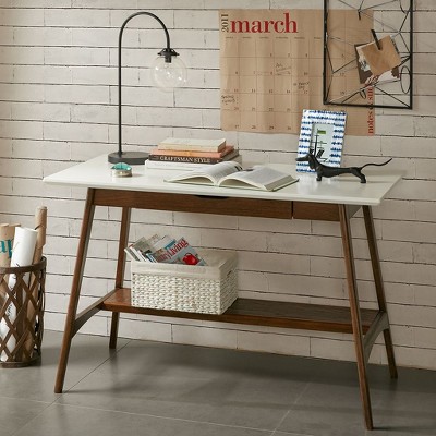 NicBex Home Office Desk Modern Writing Desk with 6 Open Shelves and Wooden Desktop for Office, Study