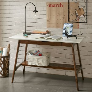 NicBex Home Office Desk Modern Writing Desk with 6 Open Shelves and Wooden Desktop for Office, Study - 1 of 4