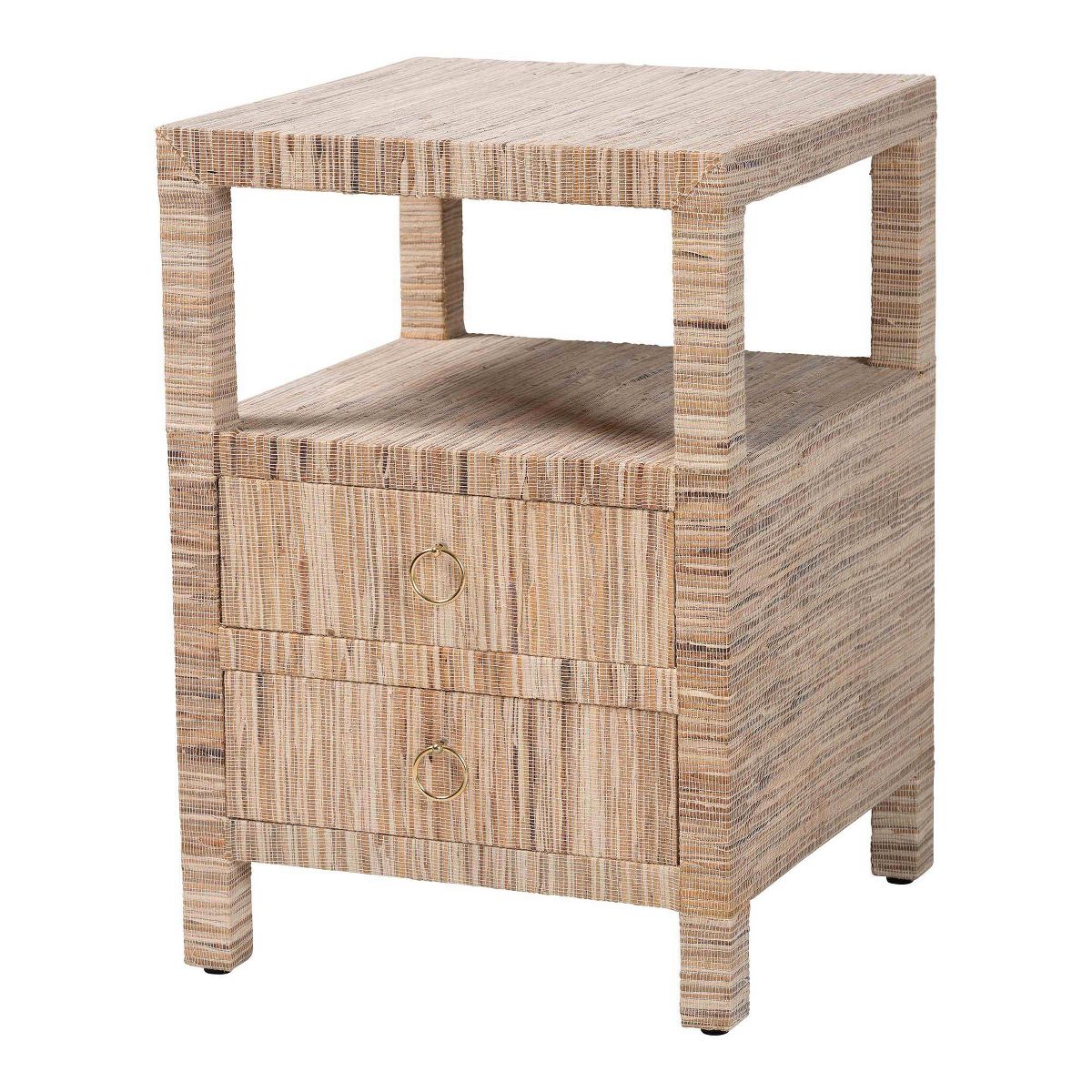 bali & pari Paine Woven Grasscloth 2 Drawer Nightstand Natural - thumbnail 10