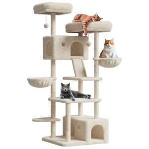 Large Cat Tree for Big Cats, Multi-Level Cat Tower for Indoor Cats, Scratching Post,Condo,Platforms,Cat Tunnel,Hammock,Feeding Station,Pet Play House - 1 of 4