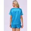 INSPIRE CHIC Womens Lounge Set Satin V Neck Elastic Waist Contrast Color Short Sleeve Shorts Set Pajama Set - 4 of 4