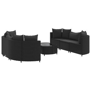 vidaXL Patio Sofa Set with Cushions Lounge Setting Outdoor Furniture Poly Rattan - Black 6 Piece - 1 of 4