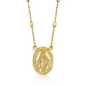 Ross-Simons Italian 18kt Gold Over Sterling Miraculous Medal Beaded Station Necklace Size 20 - 1 of 4