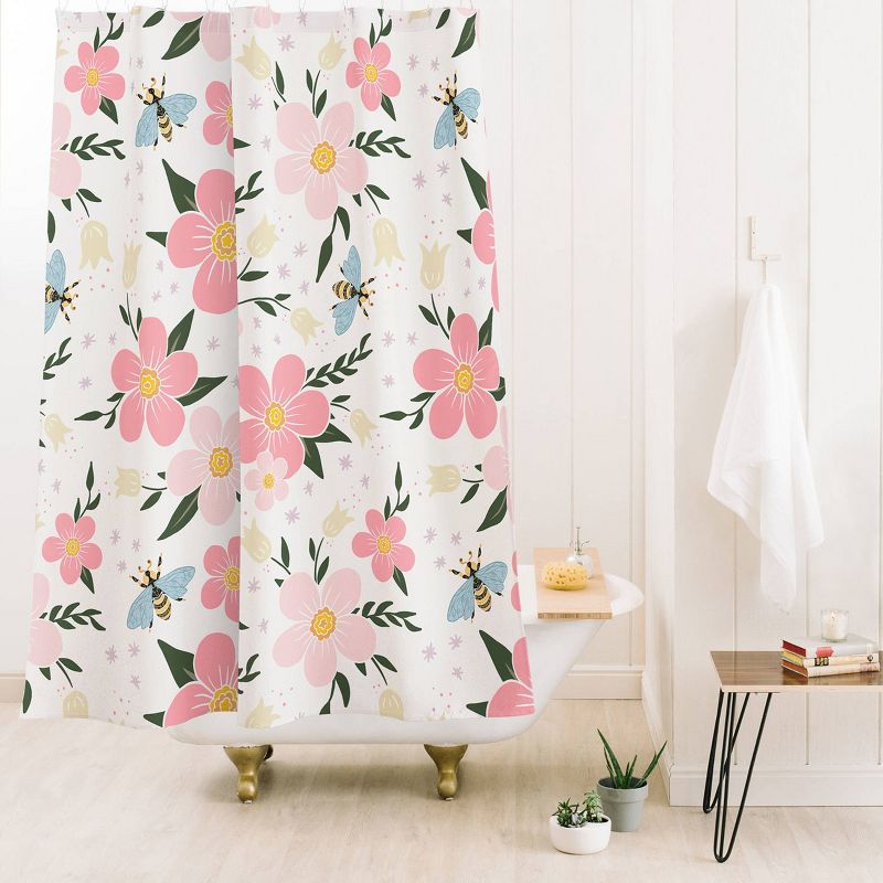 Deny Designs Avenie Cherry Blossom Spring Garden Shower Curtain, 3 of 4