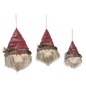 Transpac Foam 12 in. Brown Christmas Santa Head Ornament Set of 3 - 1 of 2