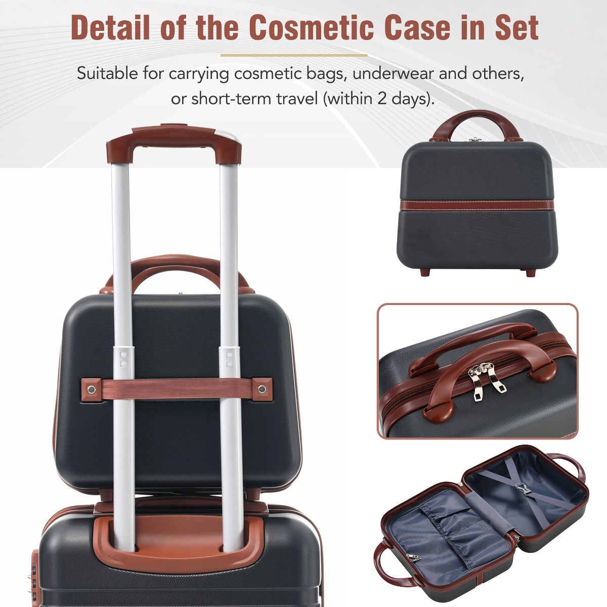 Polibi 3‑Piece Vintage-Inspired ABS Hardshell Luggage Set - thumbnail 6