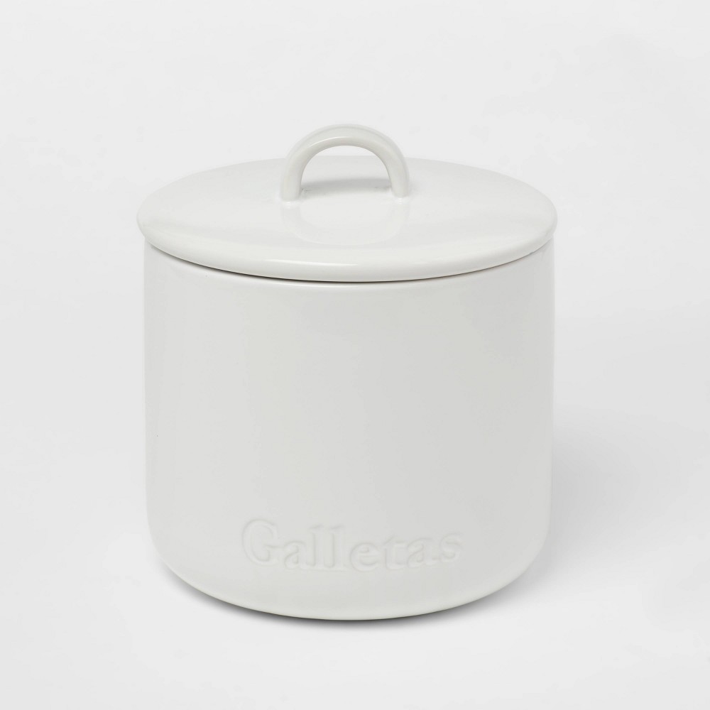 Photos - Food Container 84oz Stoneware Hand Lettered Galletas Canister - Threshold™