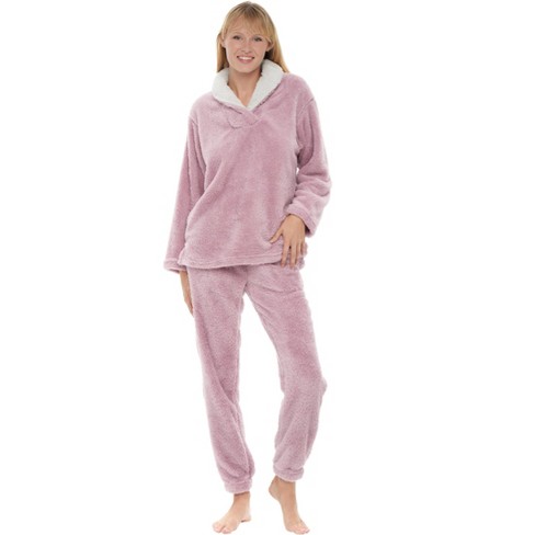 ADR Women's Plush, Oversized Fleece Pajamas Set, Joggers with