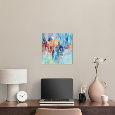 New Sky Blue Abstract Gallery Wrapped Canvas Wall Art, 16" x 16"
