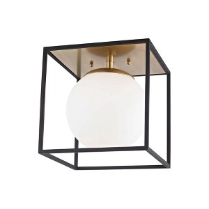 Mitzi Aira 1 - Light Flush Mount in  Aged Brass, Black White Shade - 1 of 2
