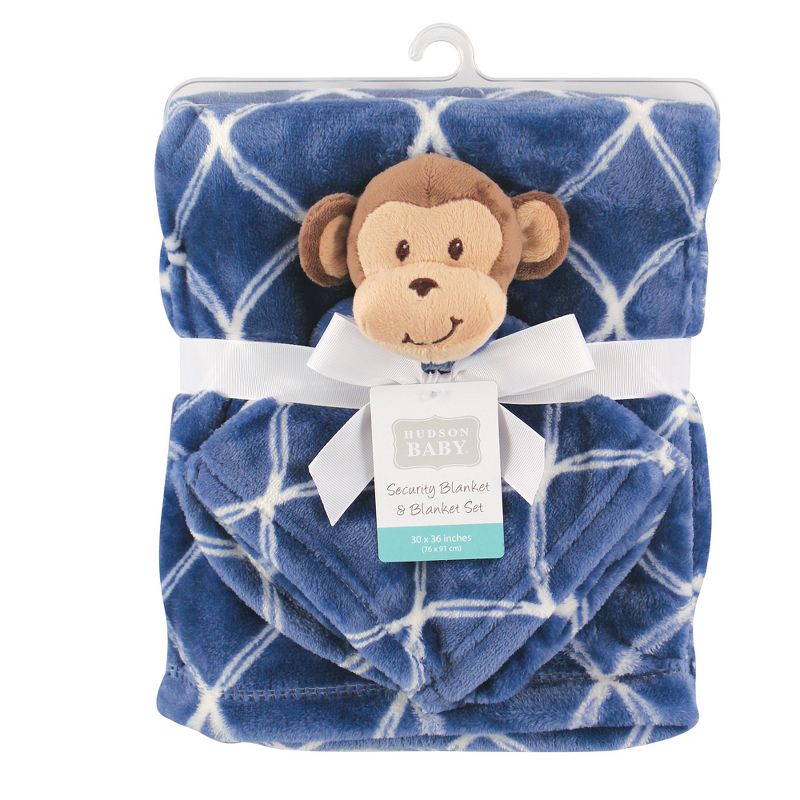 Hudson Baby Infant Boy Plush Blanket with Security Blanket, Monkey, One Size, 2 of 3