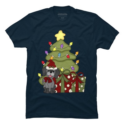 Men's Design By Humans Christmas Doggie By realdealclipart T-Shirt