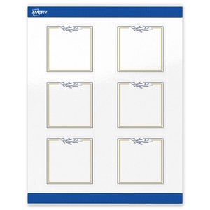 Avery 3" x 3" Labels, Gold & Navy Border with Florals, 60 ct - 1 of 4