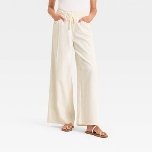 Women's High-Rise Drawstring Wide Leg Relaxed Fit Beach Pants - Universal Thread™ - 1 of 3