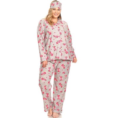 Women's Plus Size Three-Piece Pajama Set - White Mark