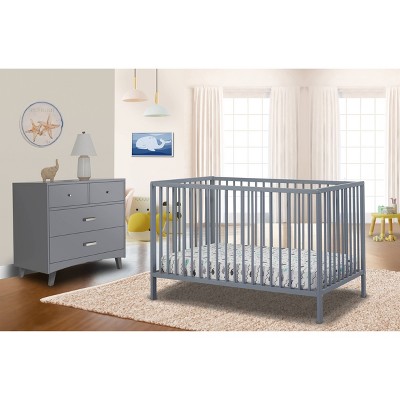 Gray Beechwood 3-in-1 Convertible Crib