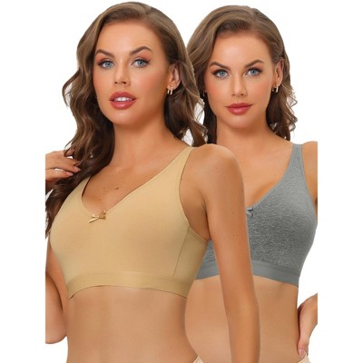 Allegra K Women's Wirefree Full Coverage Adjustable Straps Push Up Bras 2 Pcs