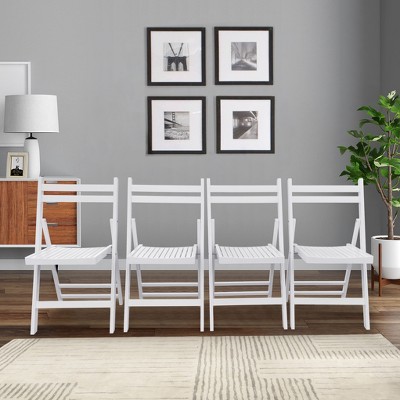 VYNXARIA Furniture Slatted Wood Folding Special Event Chair,White, Set of 4