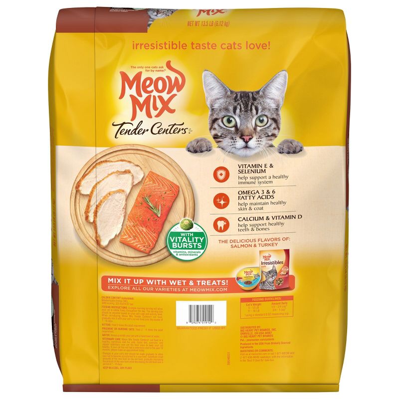 Meow Mix Tender Centers with Flavors of Salmon &#38; Turkey Adult Complete &#38; Balanced Dry Cat Food - 13.5lbs, 3 of 11