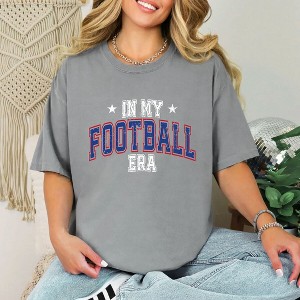 Simply Sage Market Women's In My Football Era - Blue Short Sleeve Garment Dyed Tee - 1 of 4