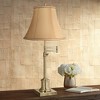 360 Lighting Traditional Swing Arm Desk Table Lamp Adjustable Height 36" Tall Antique Brass Tan Fabric Bell Shade for Living Room Bedroom - 2 of 4