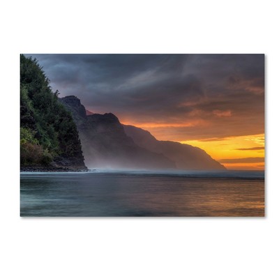 Napali Sunset Kauai Framed Canvas Art 16x24