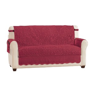 Collections Etc Quilted Textured Leaf Pattern Scalloped Edge Furniture Cover with Side Pockets - 1 of 4
