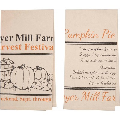 Sawyer Mill Charcoal Harvest Muslin Unbleached Natural Tea Towel Set of 2 19x28