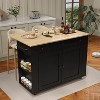 Rolling Kitchen Island Cart with Power Outlet & Drop Leaf, Kitchen Storage Cabinet on Wheels with 3 Drawers, Spice Rack & Towel Rack - 3 of 4