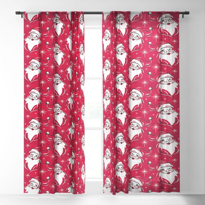 Heather Dutton Tis The Season Retro Santa Red Single Panel Sheer Window Curtain - Deny Designs, 2 of 7