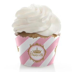 Big Dot of Happiness Little Princess Crown - Pink and Gold Princess Baby Shower or Birthday Party Decorations - Party Cupcake Wrappers - Set of 12 - 1 of 4