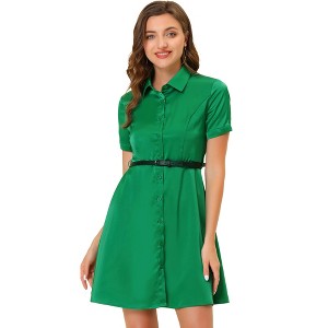 INSPIRE CHIC Women's Point Collar Short Sleeve Dresses - 1 of 4