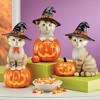 Collections Etc Hand-Painted Pumpkin Witch Cats Halloween Sitters - Set of 3 - 2 of 2