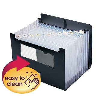Smead Poly Desktop Expanding File, Alphabetic (A-Z) and Monthly (Jan.-Dec.) Colored Tab Inserts, 12 Pockets, Letter Size, Black (70845)